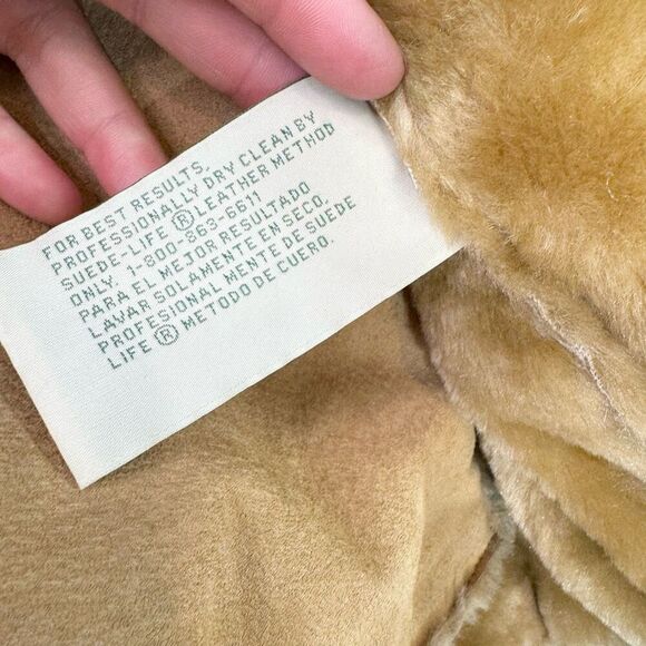 St. John's Bay Coat Womens Medium Tan Long Sleeve Genuine Leather Penny Lane - Picture 8 of 10